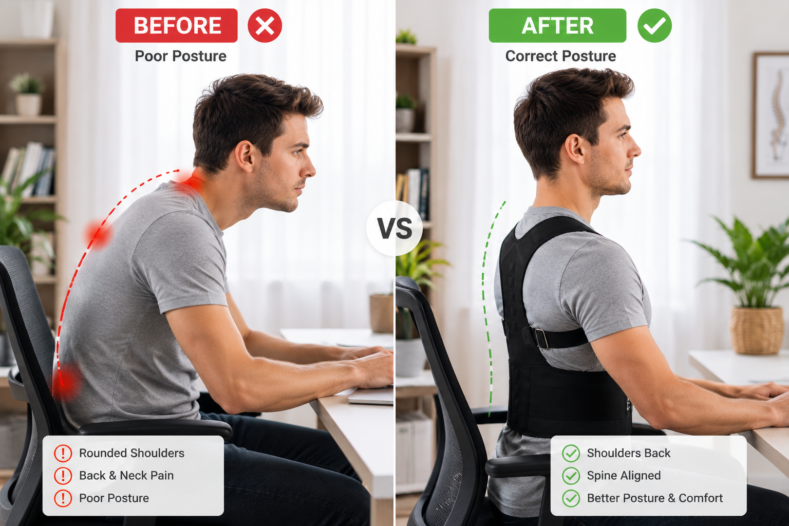 Adjustable Posture Corrector Belt for Back Support